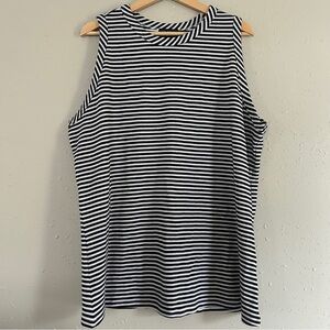 NWT Lane Bryant Black White Striped Sleeveless Blouse Casual Comfy 26 28